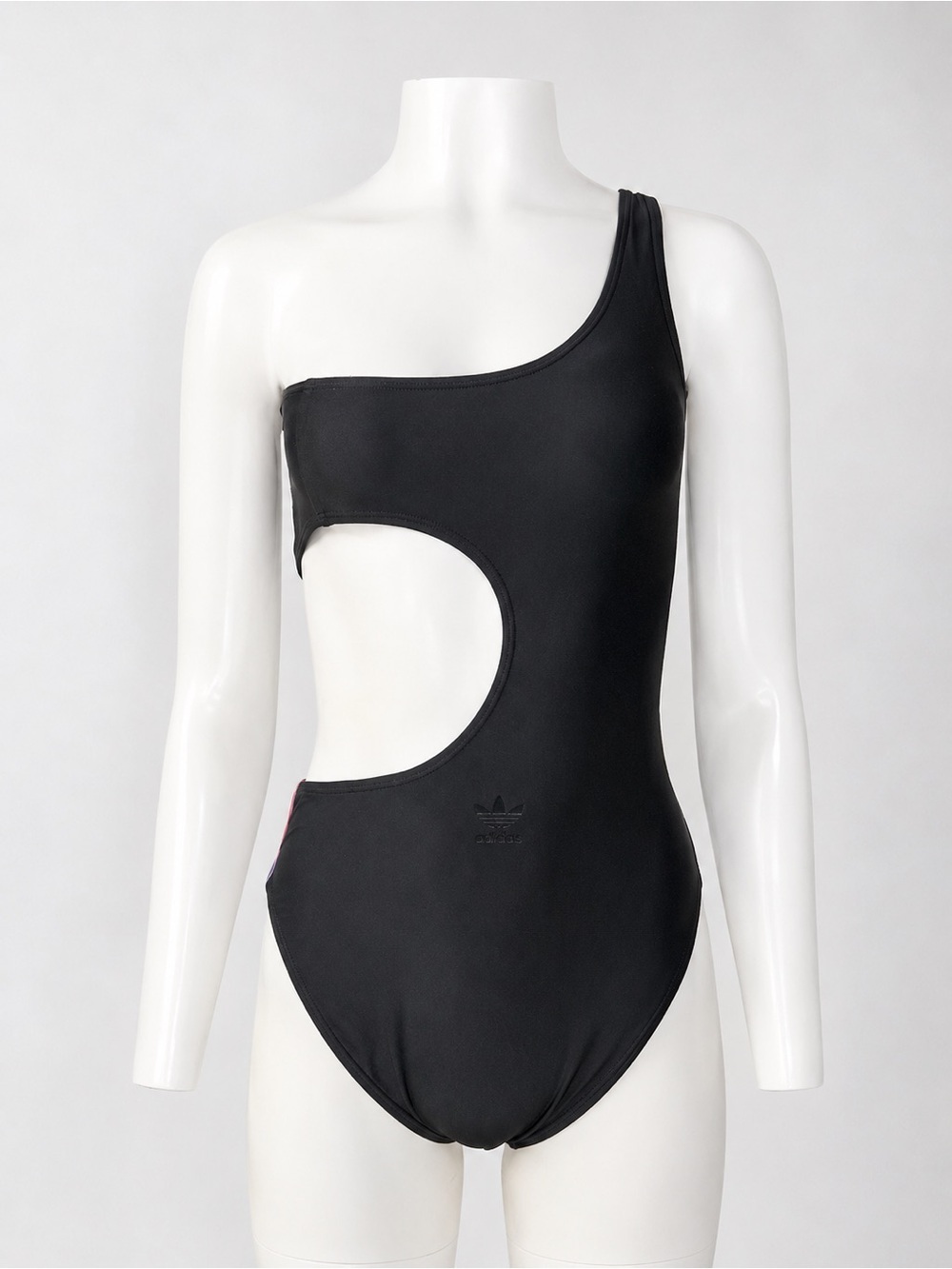 adidas Black One-Shoulder Cutout One-Piece Swimsuit